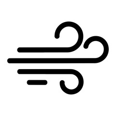 Obraz premium Black wind symbol on white background weather icon
