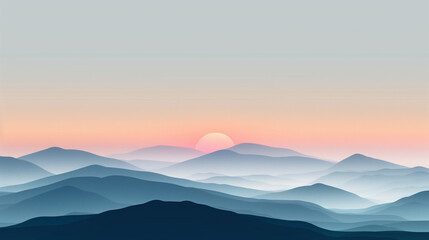 Obraz premium Minimalist mountains with gradient skies at sunset