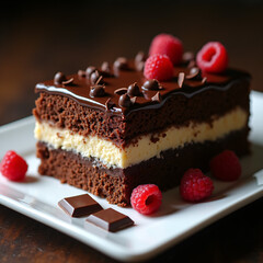 chocolate cake with raspberry