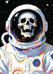 astronaut skull in space Illustrator Artwork design template poster
