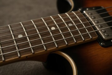 Obraz premium a close-up of an electric guitar's fretboard