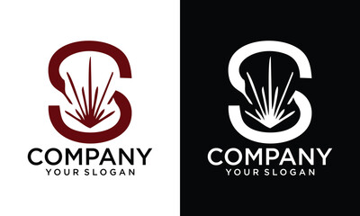 Creative Letter S with sun logo. Typographic icon isolated 