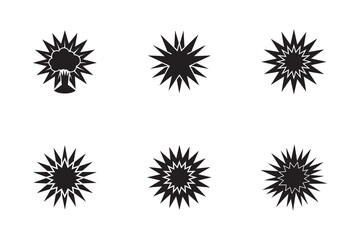 Fototapeta premium Variety of Geometric Starburst Shapes on White Background Graphic Resource Design Elements Set Collection Black and White