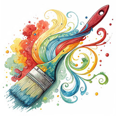 Unleash vibrant creativity with a dynamic paint brush splashing colorful artistic expression