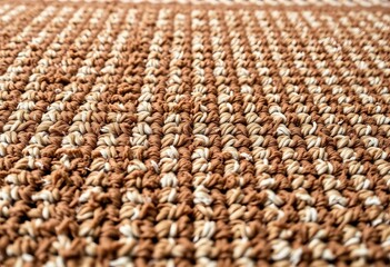 Fototapeta premium Close-up textured rug; abstract brown, beige, grey, white dirt stripes, grunge, seamless pattern, design, home decor