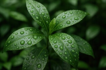 A Macro Perspective on Water Droplets on Green Leaves