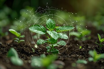 Smart Farming Technology Concept with Plant and Innovative Icons Representing Agritech Solutions