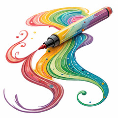 Vibrant marker creates colorful swirling abstract art, inspiring creativity and artistic expression