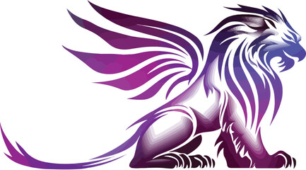 Fototapeta premium Colorful winged lion creature design