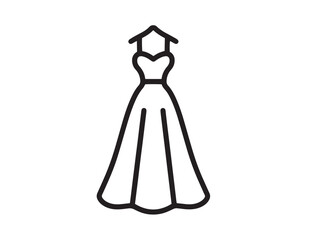 Elegant maxi dress icon in clean minimal vector style