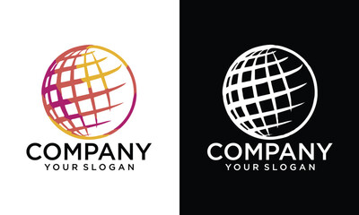 Creative global tech logo with modern abstract style, digital technology, logo design template.