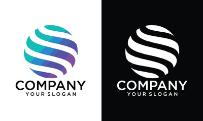 Creative global tech logo with modern abstract style, digital technology, logo design template.