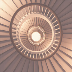 Symmetrical Spiral Staircase Viewed from Below