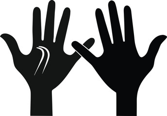 Fototapeta premium Two open hands silhouette isolated on white background