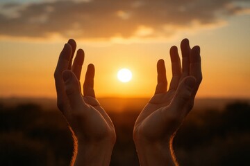 Hands Reaching Towards the Sunrise