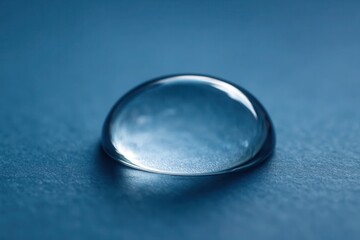 A Lone Water Droplet Captured on a Textured Blue Canvas