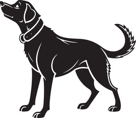 Black Labrador Retriever dog silhouette with collar