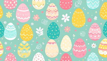 Easter egg pattern with pastel colors and flowers