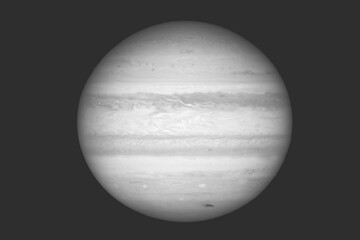 Captivating grayscale view of jupiter showcasing its iconic swirling bands of clouds and atmospheric storms in deep space © MD AL AMIN HOSSAIN