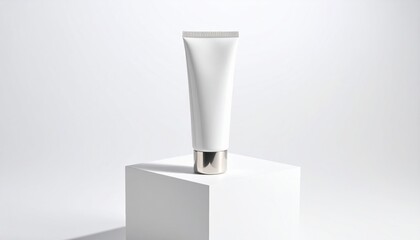 Elegant White Vase on Minimalist White Pedestal Showcasing Modern Artistic Design and Timeless Style