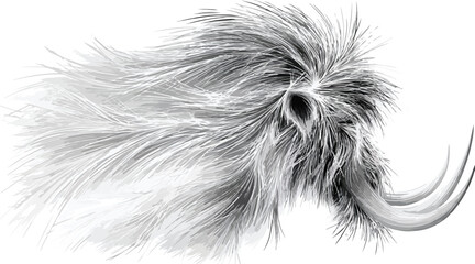 Obraz premium Detailed gray scale woolly mammoth illustration