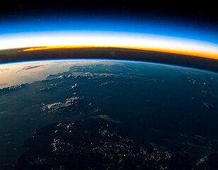 Earth's curve at sunrise, a breathtaking view from space