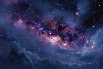 Vibrant blue and purple galaxy backdrop showcasing stars and cosmic clouds in a stunning display of the universe's beauty and mystery