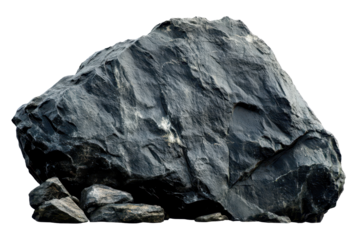 Heavy rock isolated against a clean white background showcasing natural texture and geological features