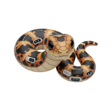 Futuristic Technological Snake With Transparent Background: A Symbolic Representation Of Innovation