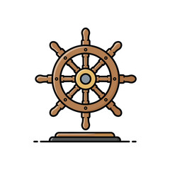 Classic Wooden Ship Wheel Nautical Icon Illustration