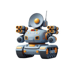 Futuristic Combat Robot Equipped With Weapons And Radar On A Transparent Background