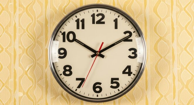 Classic Wall Clock on Yellow Wallpaper, Time Concept. - Powered by Adobe