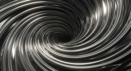 Obraz premium Abstract Metallic Swirl Pattern with Silver and Black Tones for Futuristic Design
