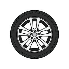 Fototapeta premium Modern Car Tire and Alloy Wheel Design Illustration