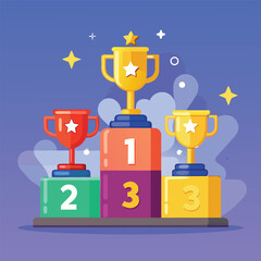 Podium with a winner's cup