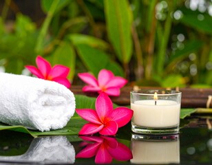 Thai herbal spa elements setting for traditional Thai massage, tropical spa treatment 