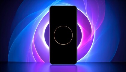 Futuristic Smartphone Display with Vivid Light Swirls