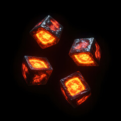 Glowing Molten Lava Cubes on Black Background