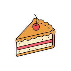 Cartoon Slice of Cake with Cherry Topping