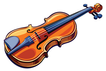 Fototapeta premium Illustration of a Golden-Hued Violin with Blue Accents, Representing Classical Music and Artistic Expression in a Detailed and Stylized Depiction