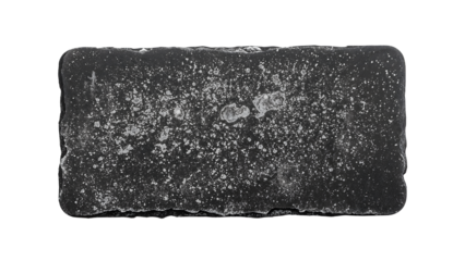 Rectangular black slate plate with white speckles isolated on the transparent background for modern food presentation, restaurant, or culinary design