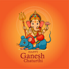 Naklejka premium Lord Ganpati on Ganesh Chaturthi background. abstract vector illustration design background. Ganesh Chaturthi social media banner design with Lord Ganesh Vector