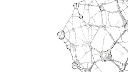 Abstract transparent molecular structure closeup with network mesh and spheres on the transparent background for science and technology concepts