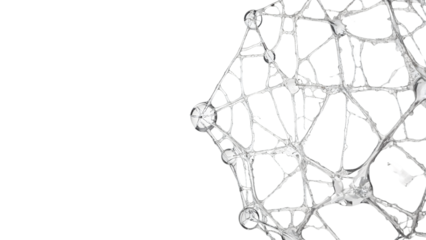 Abstract transparent molecular structure closeup with network mesh and spheres on the transparent background for science and technology concepts