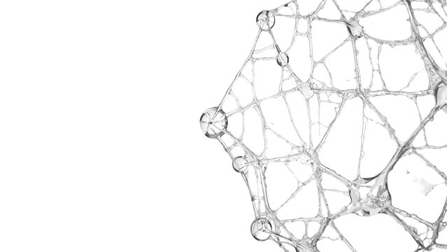 Abstract transparent molecular structure closeup with network mesh and spheres on the transparent background for science and technology concepts