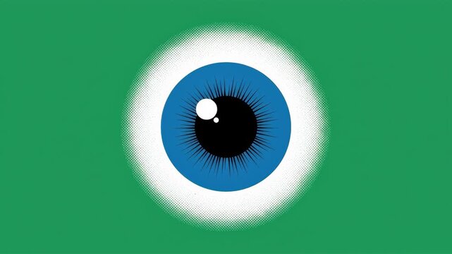 Minimalist vector eye animation with smooth pupil movement in seamless loop