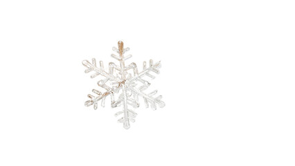 Transparent crystal snowflake ornament isolated on the transparent background for winter holiday and christmas decoration themes