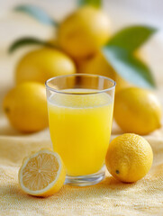Fresh Lemon Juice and Sliced Lemons in Glasses &ndash; Citrus Drink Photography