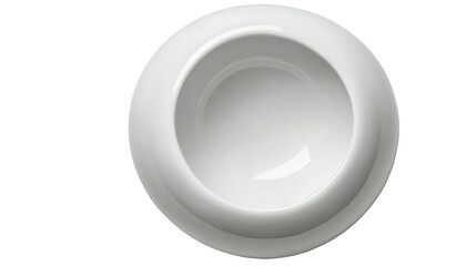 Elegant White Ceramic Bowl with Smooth Reflective Interior Surface.