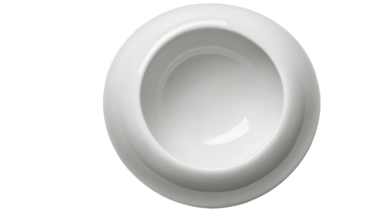 Elegant White Ceramic Bowl with Smooth Reflective Interior Surface.